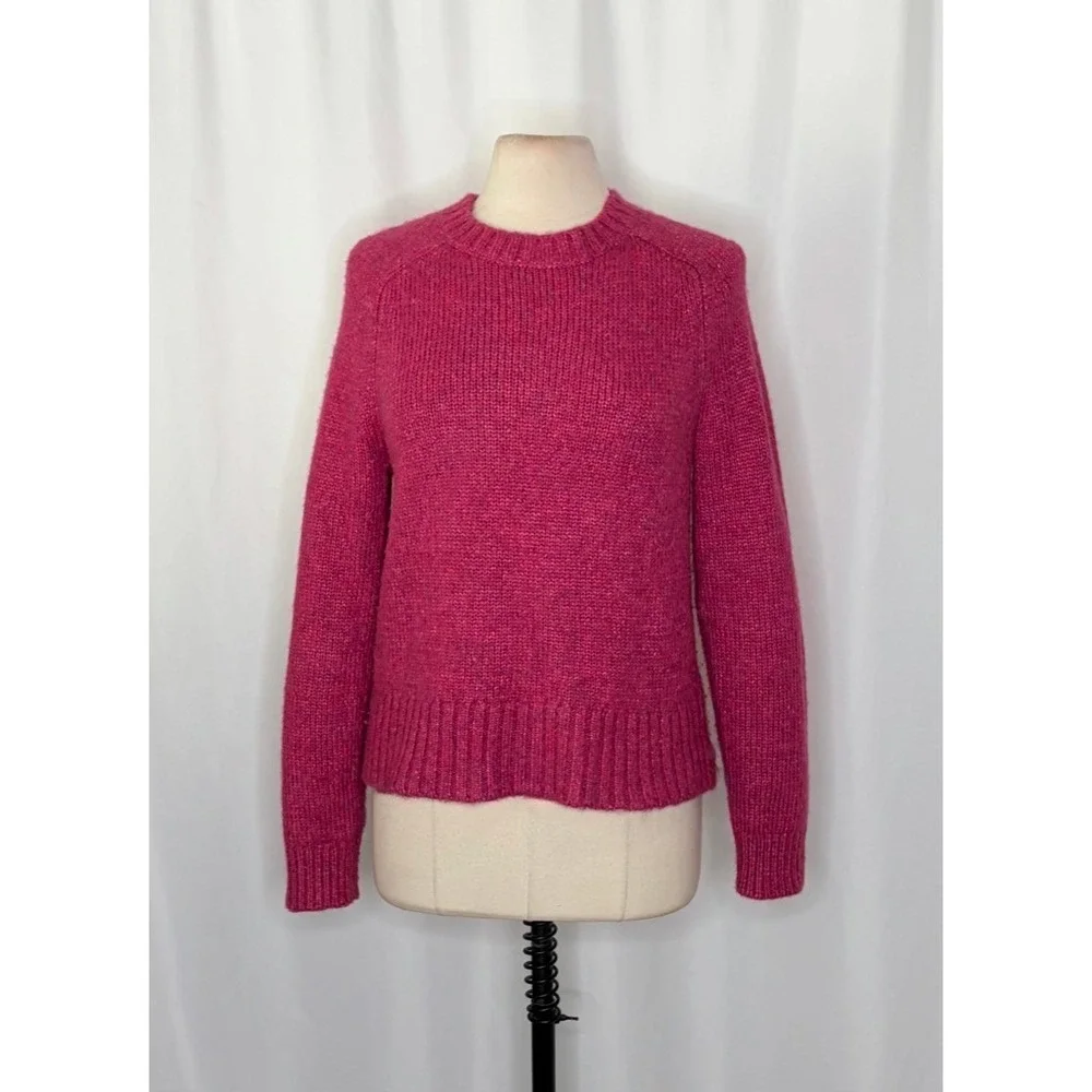J. CREW Alpaca Blend Crewneck Sweater Pink‎ Merino Wool Heathered Fuchsia Medium
